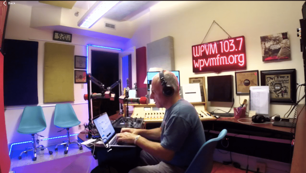 DJ Tony Z in the WPVM FM studios in Asheville